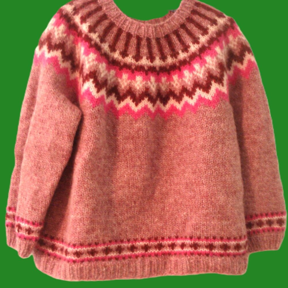 Handknit Icelandic traditional pattern, heavy wool sweater Iceland winter, L - Picture 4 of 8